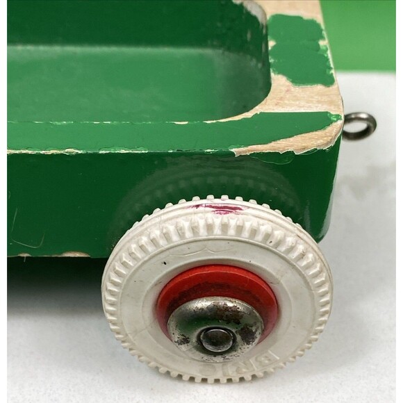 1970s Brio Distressed Wooden Train Trailer with Rubber Wheels - Picture 5 of 10